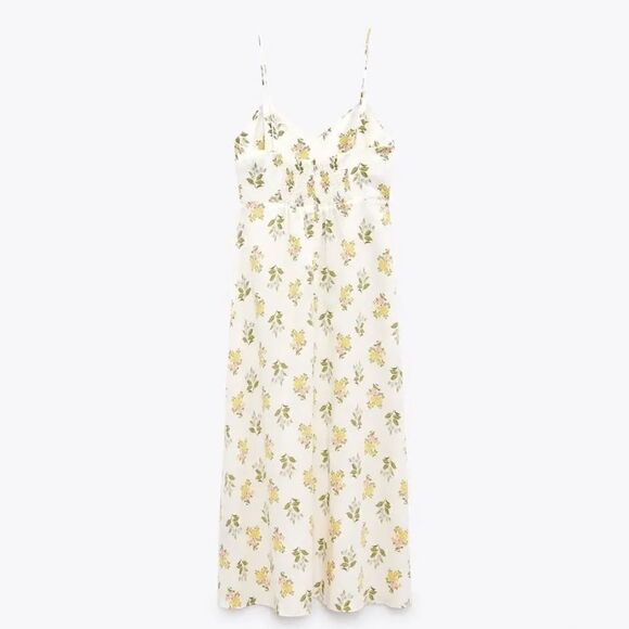 ZARA FLORAL PRINTED MIDI DRESS - Picture 8 of 11